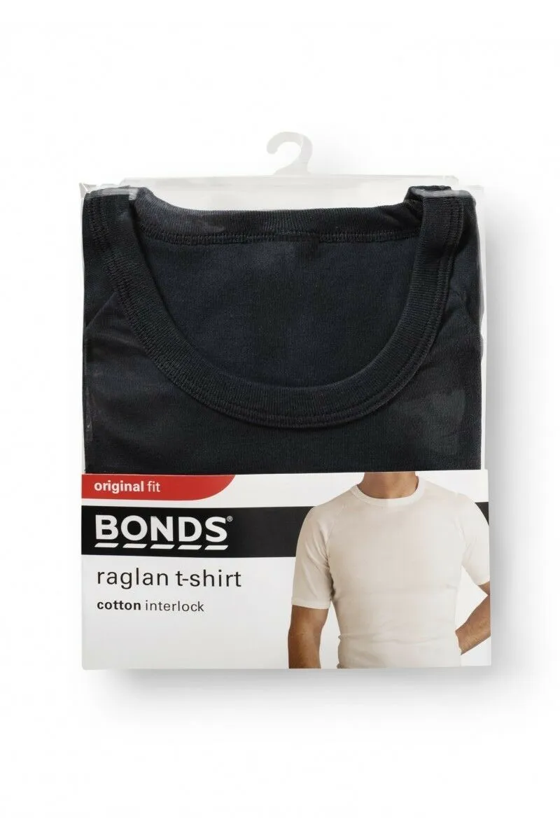 2 x Bonds Raglan Tshirt Crew / V Neck Tee Top - Black White Grey Navy