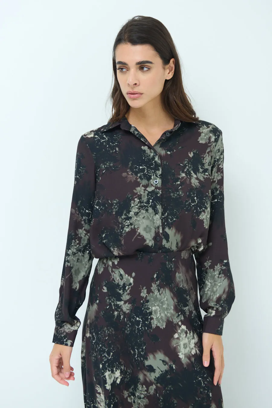 Abstract print collared blouse wholesale