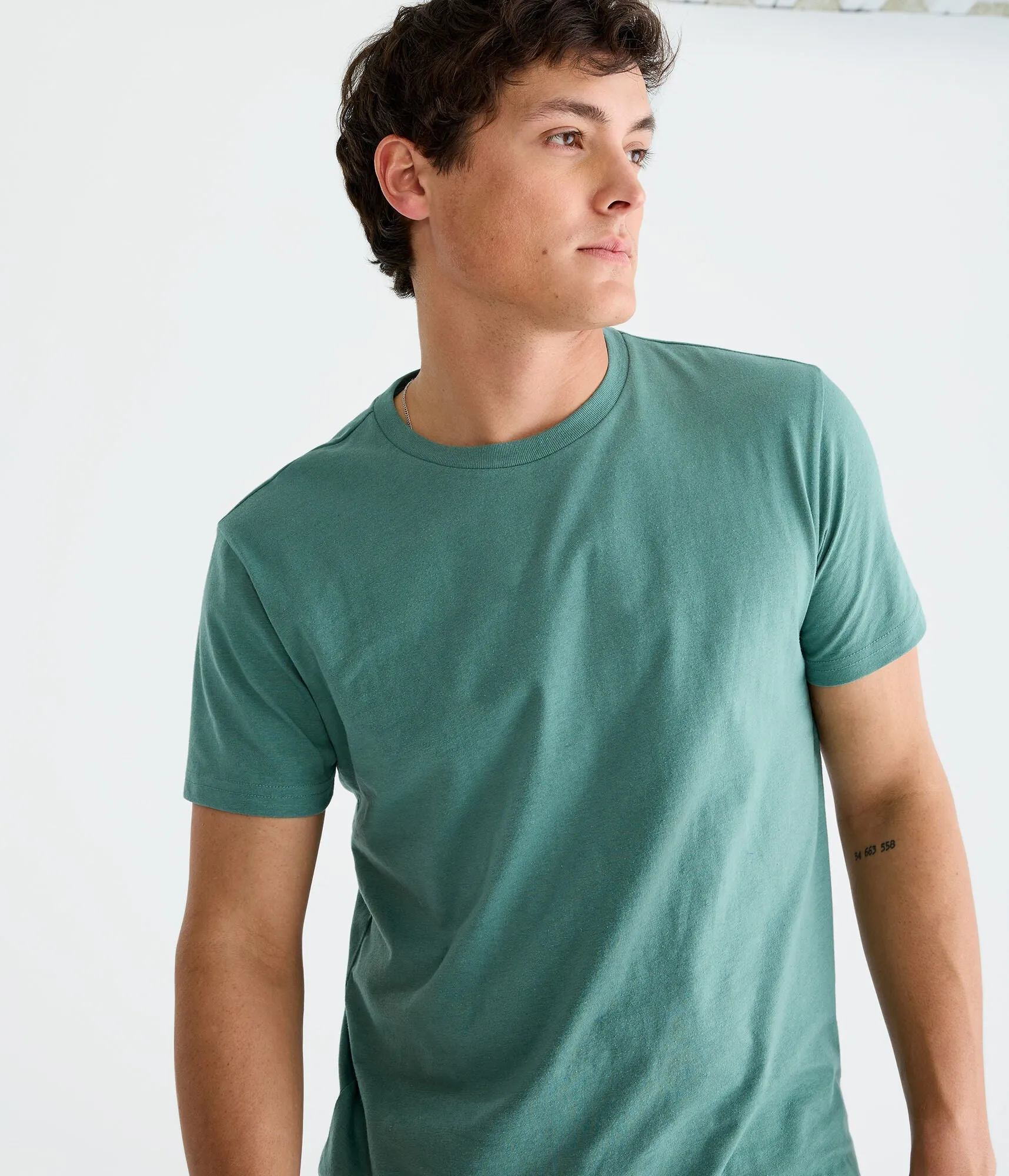 Aeropostale Mens' Classic Crew Tee - Blue Green - Size 3XL - Cotton - Teen Fashion & Clothing Real Teal