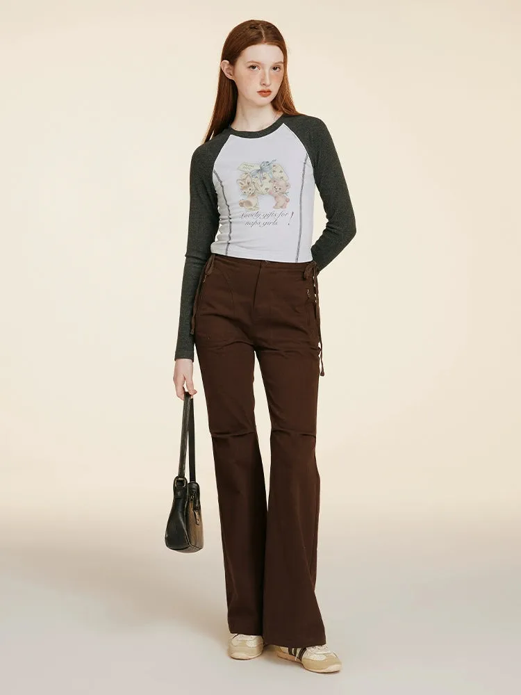 AMERICAN RETRO LACE-UP DESIGN VERSATILE TROUSERS