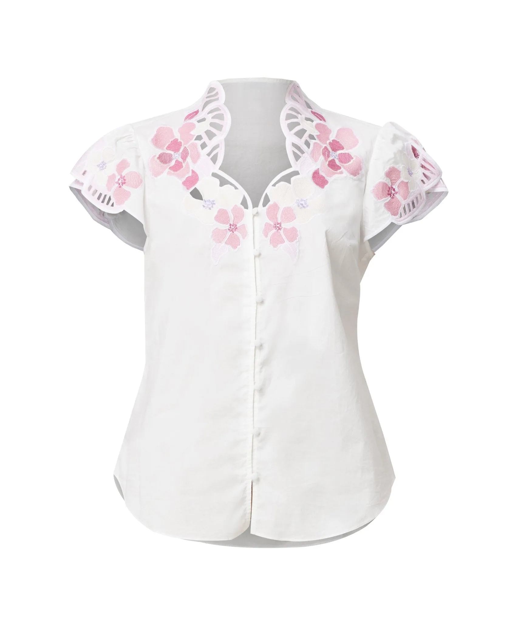 Ballou Embroidered Cotton Voile Blouse