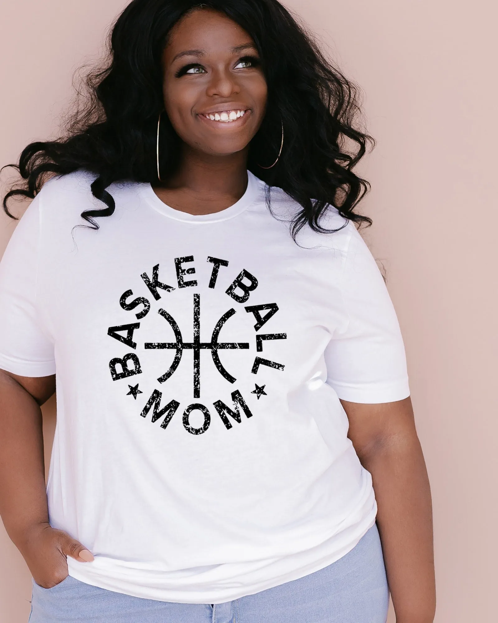 Basketball Mom Distressed Short Sleeve Graphic Tee | Hue