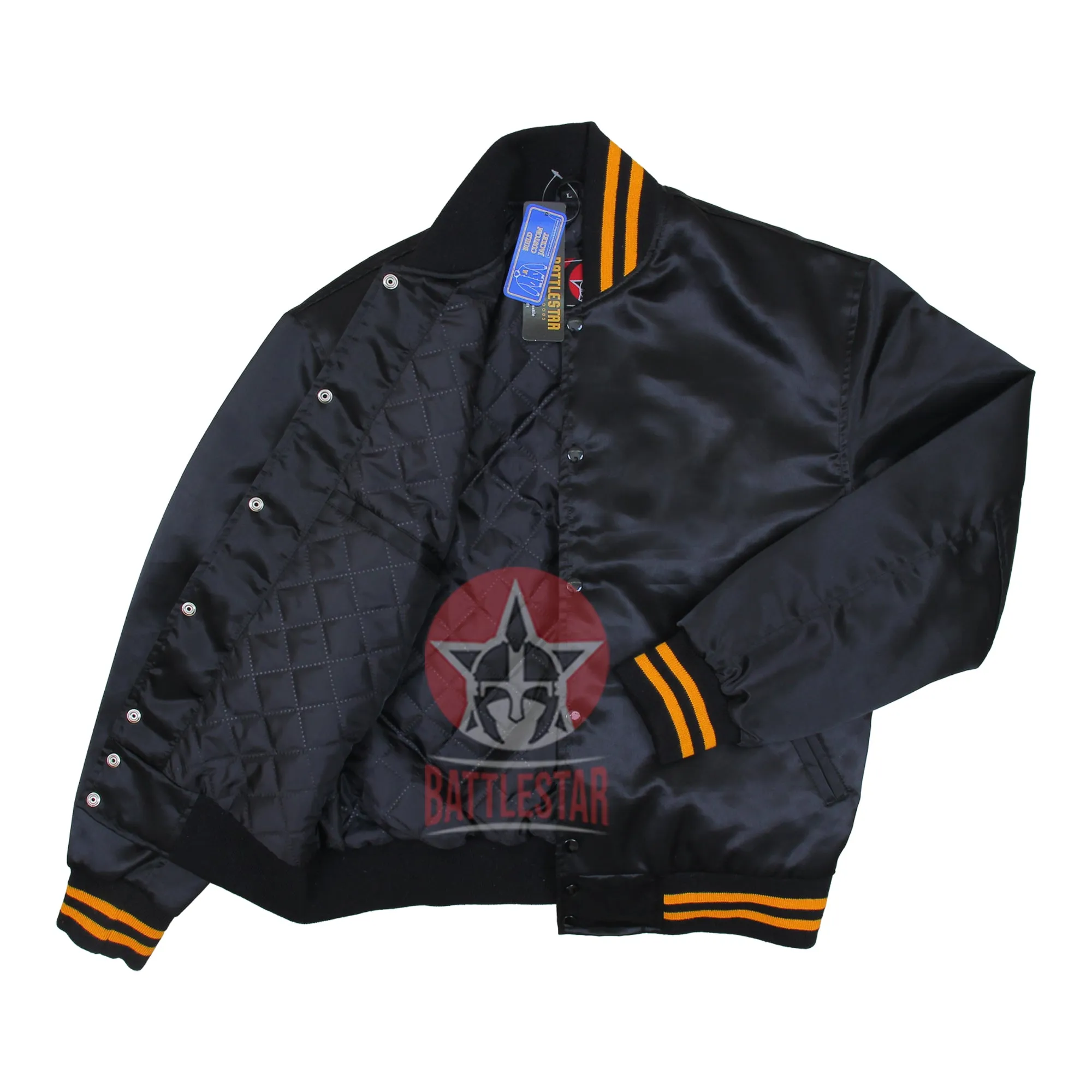 Black & Gold Satin Varsity Baseball Jacket