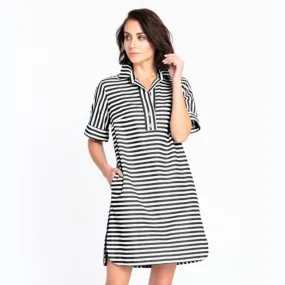 Black & White Striped Short Sleeve Dress