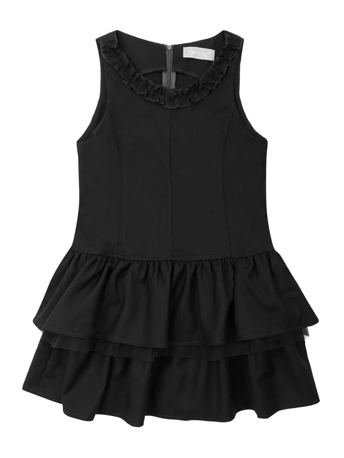 Black Bow Tiered Ruffle Dress by Kids Couture