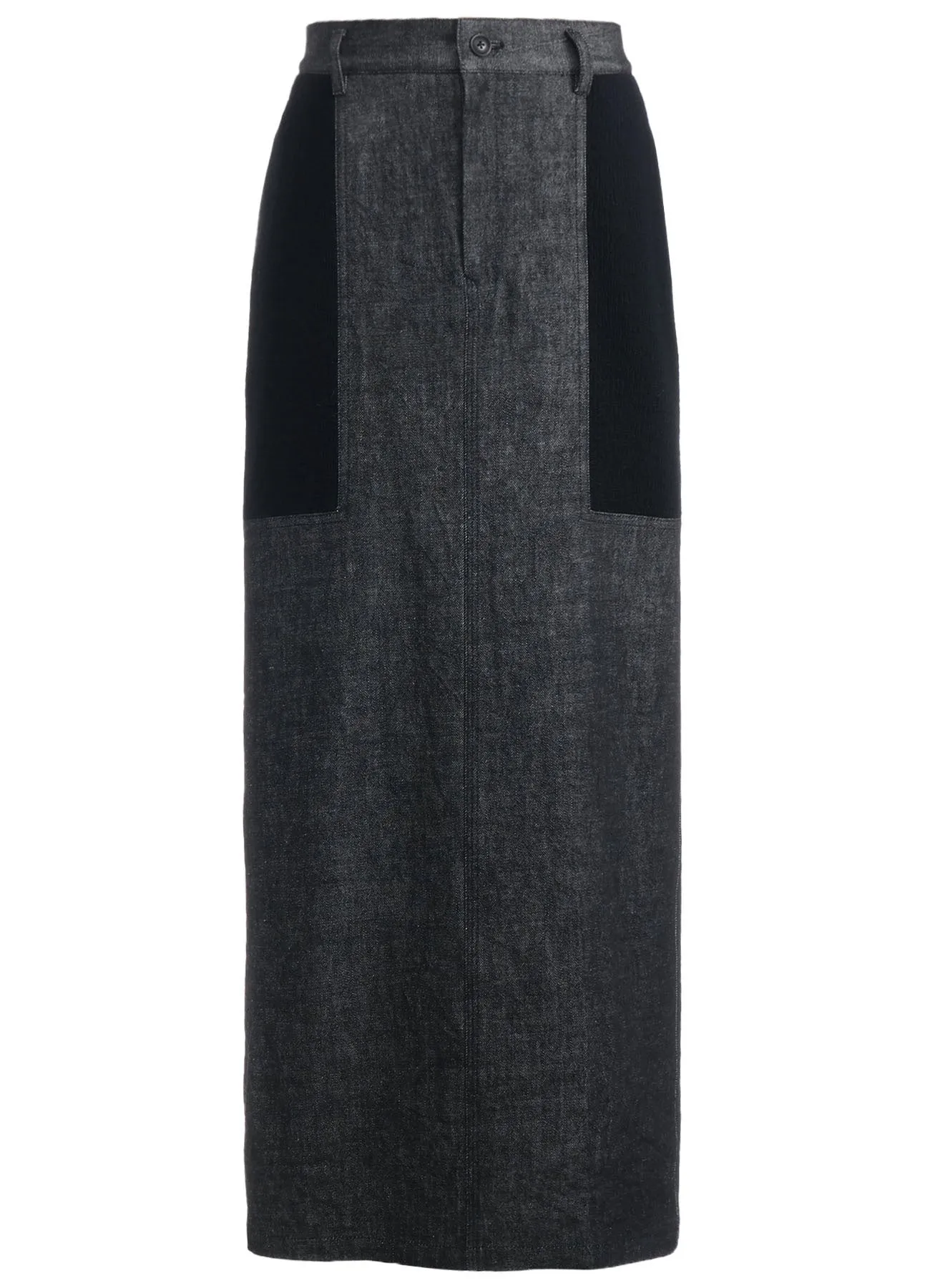 BLACK DENIM  WOOL JERSEY RIB TIGHT SKIRTS