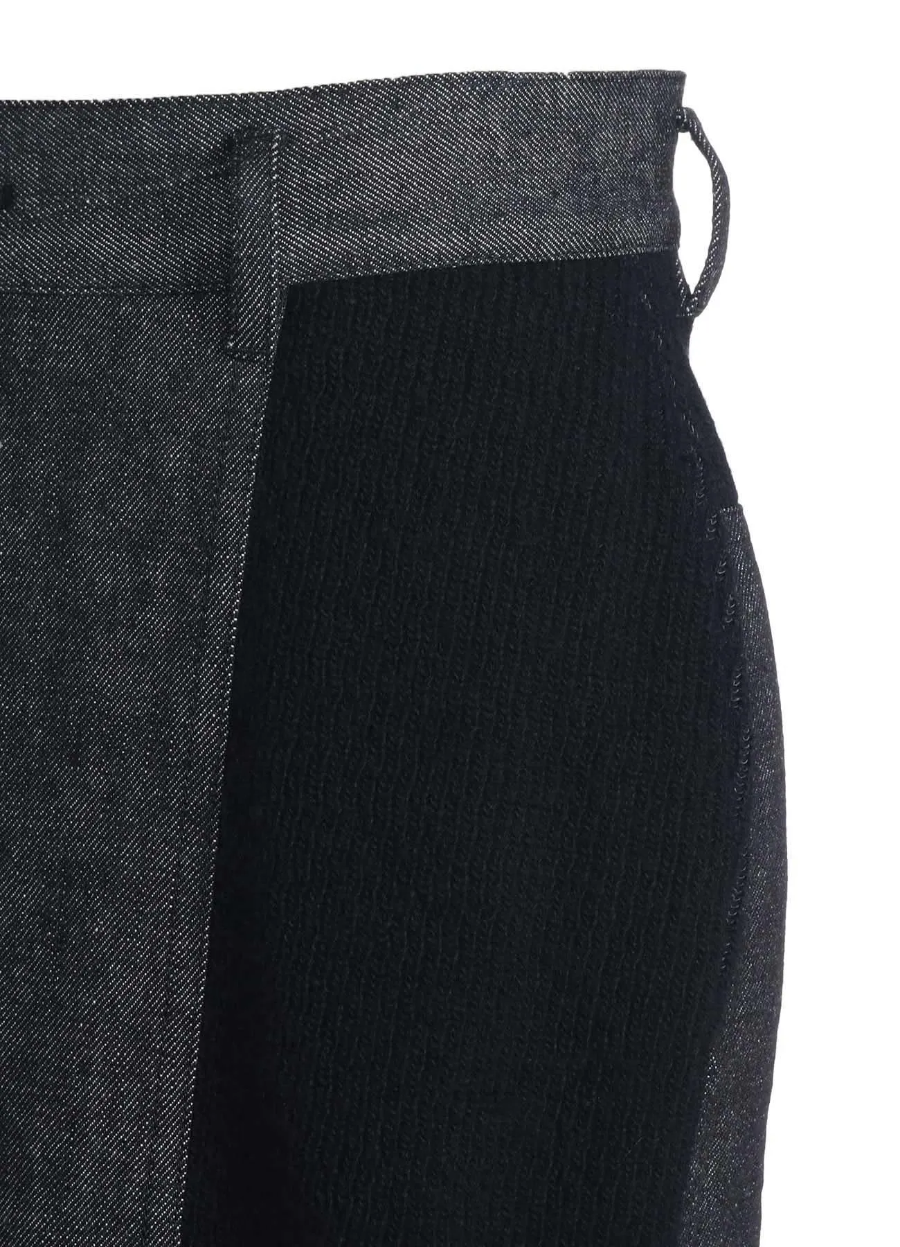 BLACK DENIM  WOOL JERSEY RIB TIGHT SKIRTS