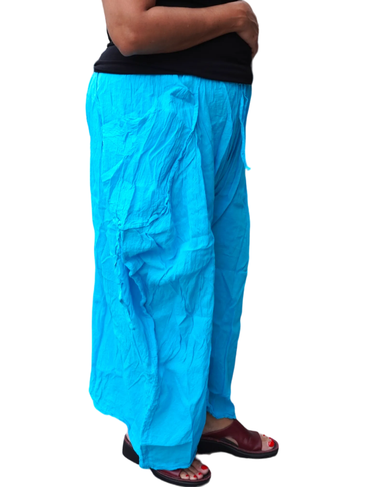 Bright Sky Blue Cotton Voile Tashi Versatile Pants/Skirt