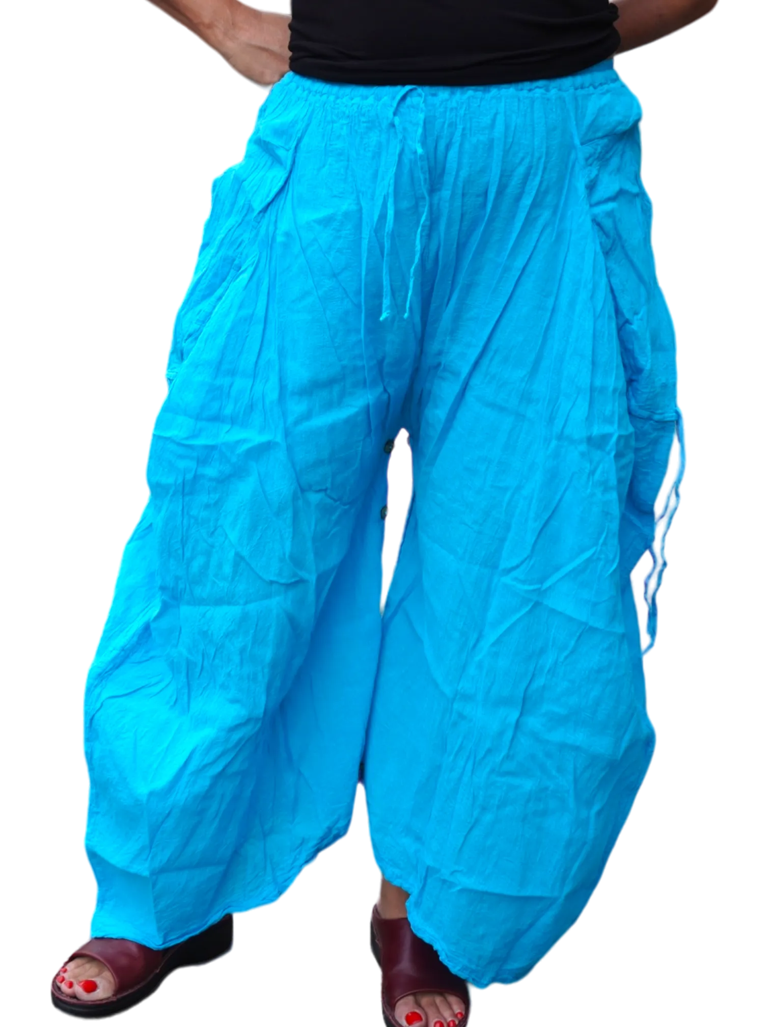 Bright Sky Blue Cotton Voile Tashi Versatile Pants/Skirt