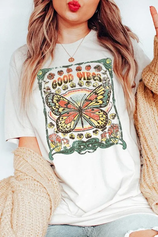 Butterfly Good Vibes Graphic T Shirt