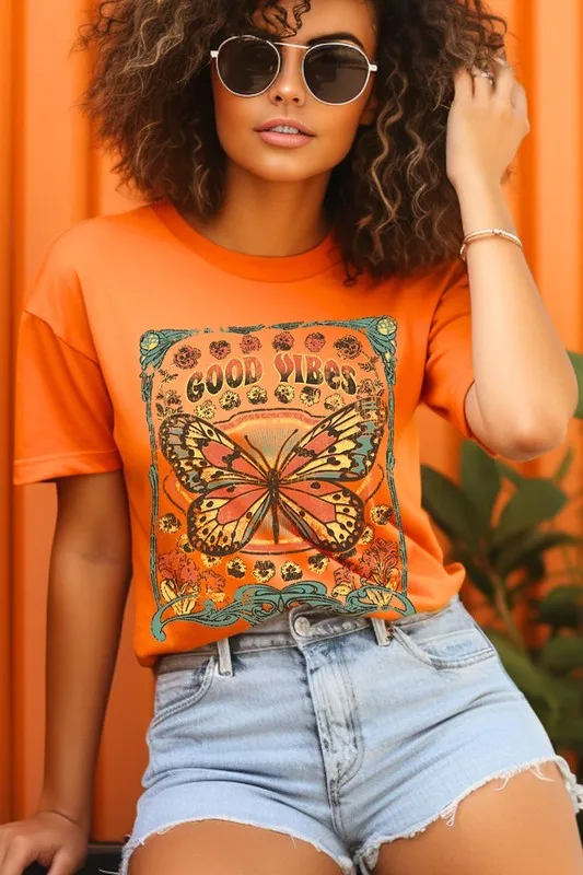 Butterfly Good Vibes Graphic T Shirt