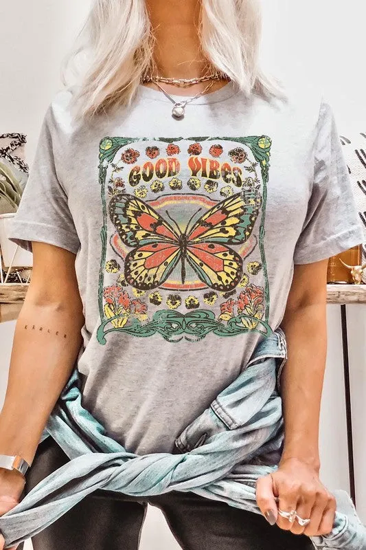 Butterfly Good Vibes Graphic T Shirt