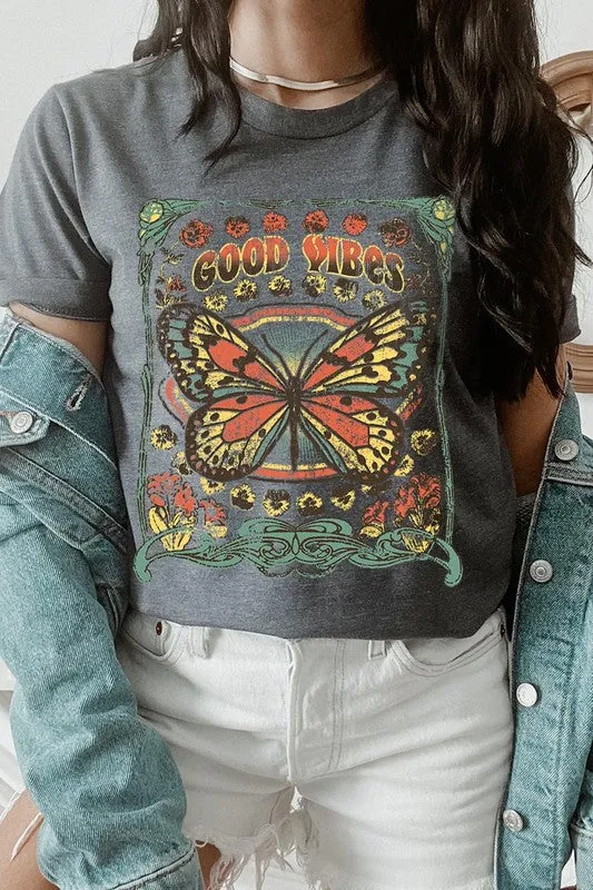 Butterfly Good Vibes Graphic T Shirt