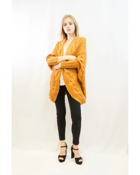 Cable knit oversize batwing cardigan in orange