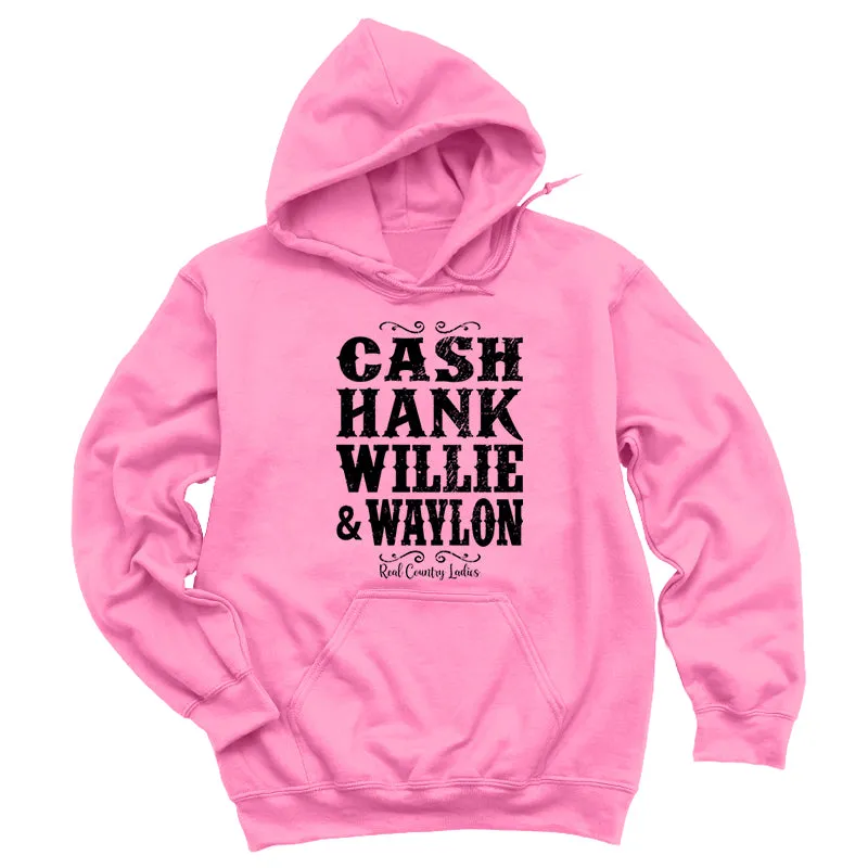 Cash Hank Willie Waylon Black Print Hoodies & Long Sleeves