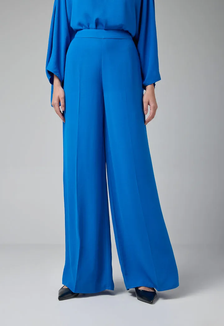 Choice High-Waist Straight-Cut Basic Trousers Blue