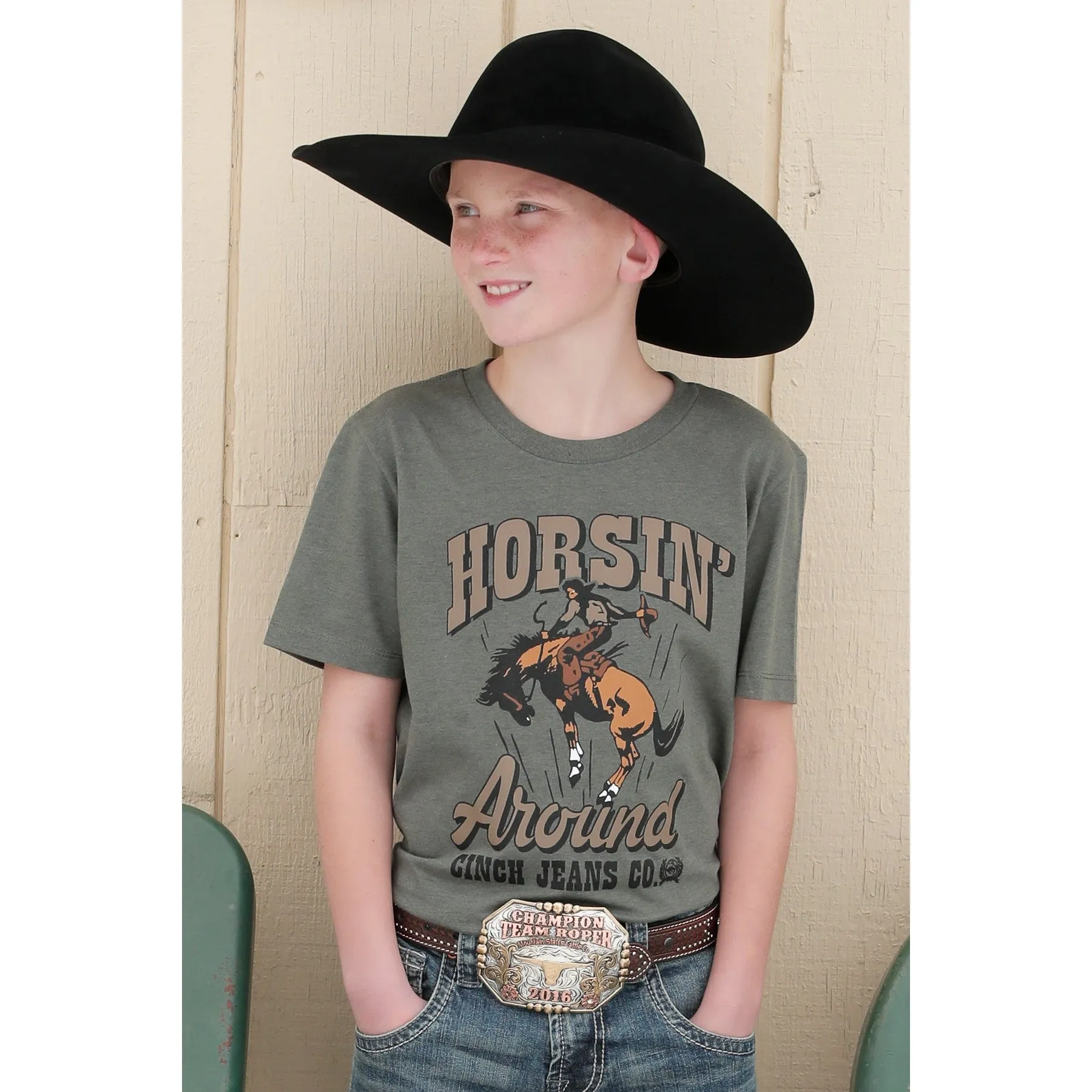 Cinch Boy's Olive Horsin' Around Tee