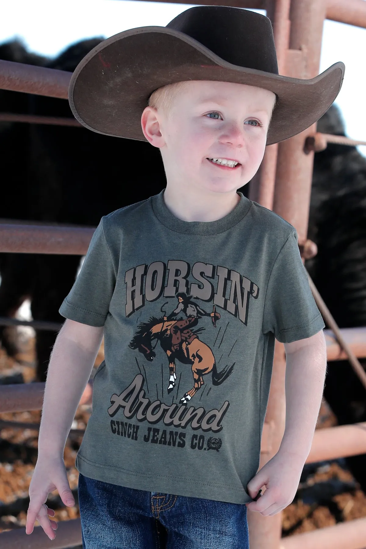 Cinch Boy's Olive Horsin' Around Tee