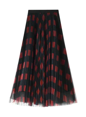 Colored Plaid Gauze Skirt