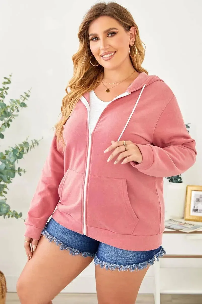 Comfy Plus Size Pink Hoodie for Ladies - Perfect for Everyday