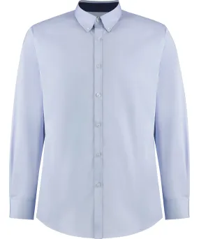 Contrast premium Oxford shirt (button-down collar) long-sleeved (tailored fit) | Light Blue/Navy