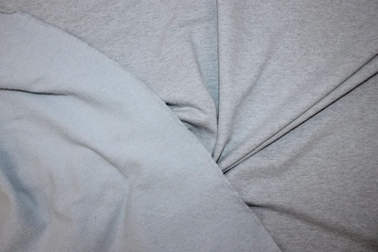 Cotton Terry Sweatshirt Knit - Heathered Light Blue