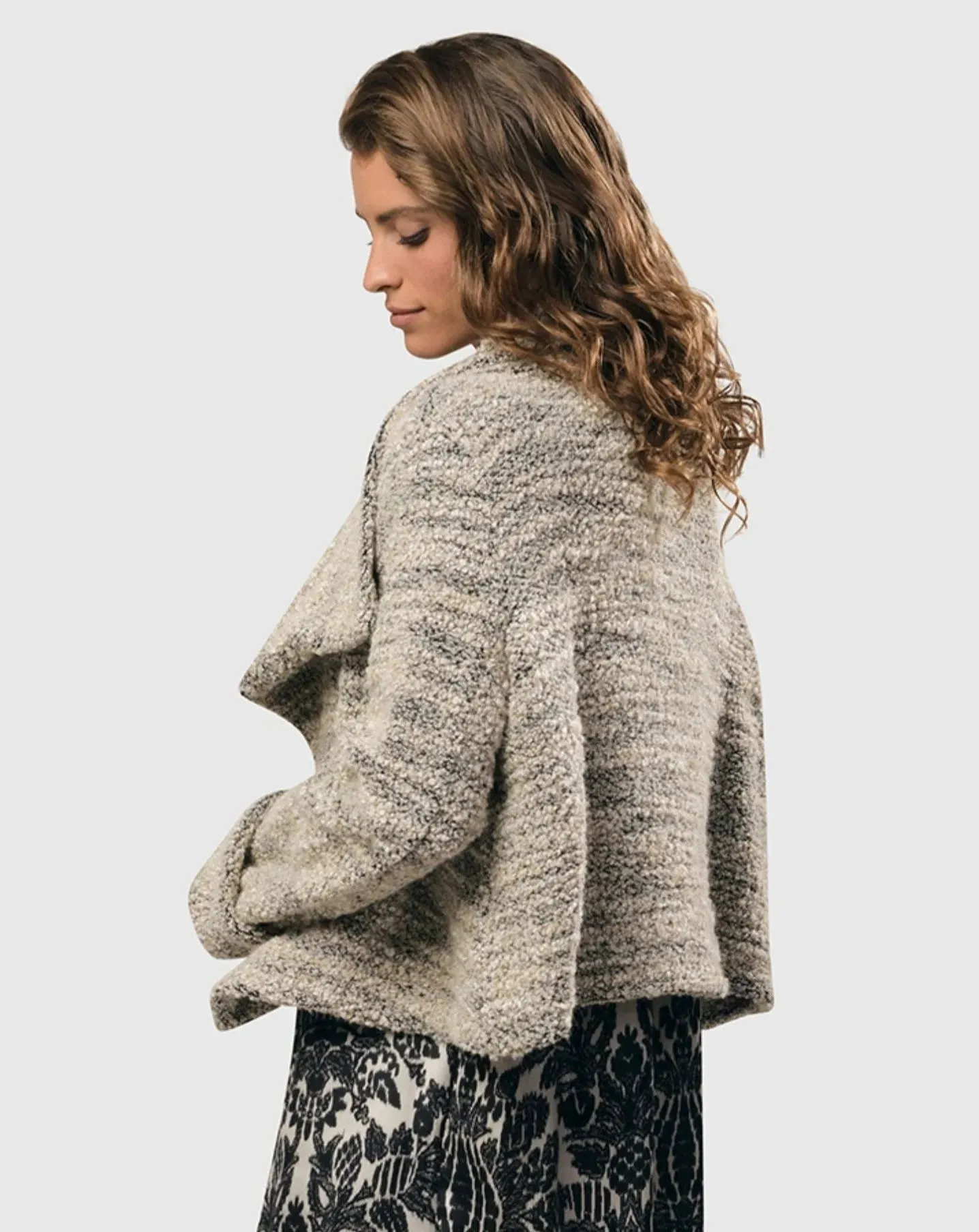 Cozy Crop Bouclé Jacket, Smoke/cream