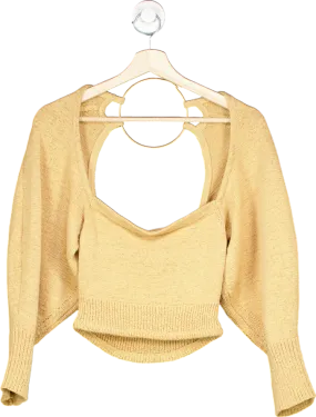 Cult Gaia Beige Knitted Cropped Sweater UK L