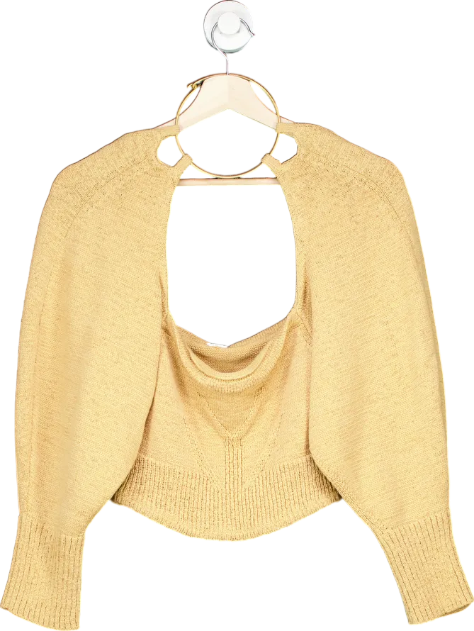 Cult Gaia Beige Knitted Cropped Sweater UK L