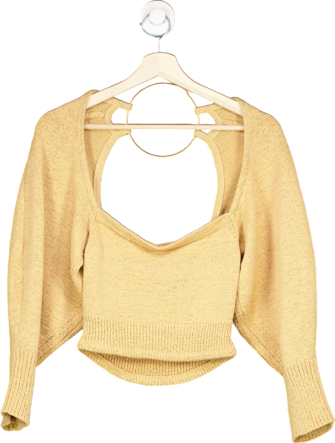 Cult Gaia Beige Knitted Cropped Sweater UK L