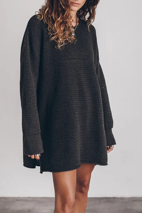 Cup of Cozy Knit Oversized Slit Side Sweater