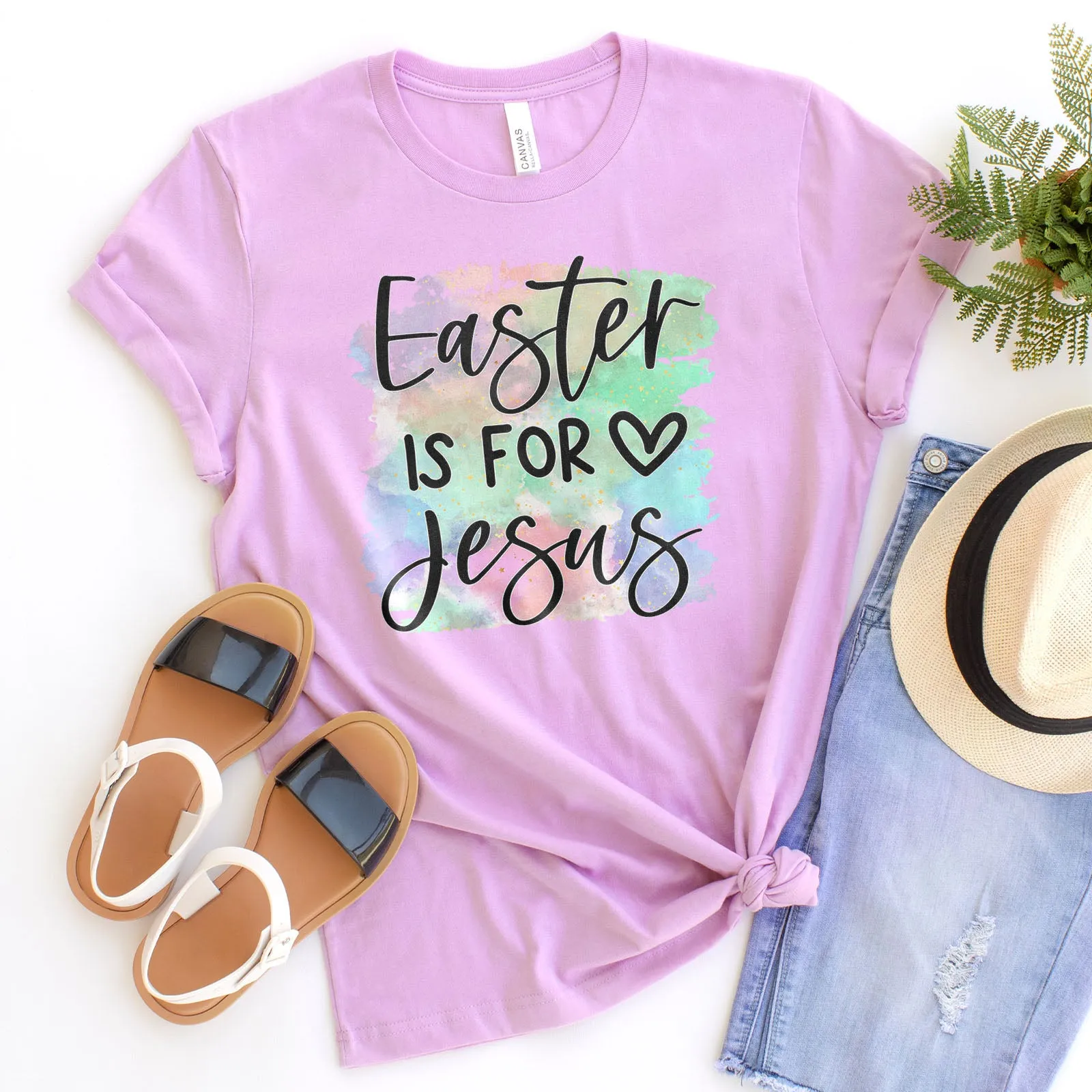 Easter Is For Jesus Rainbow Watercolor Tee