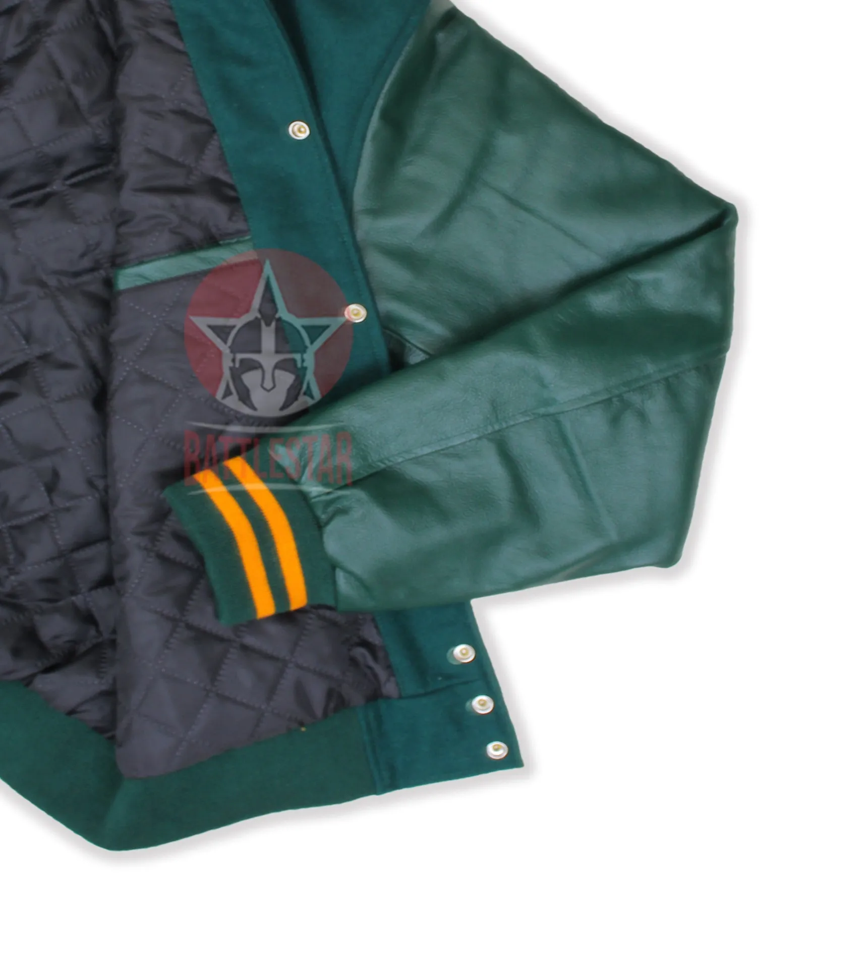 Forest Green Wool Leather Varsity Jacket