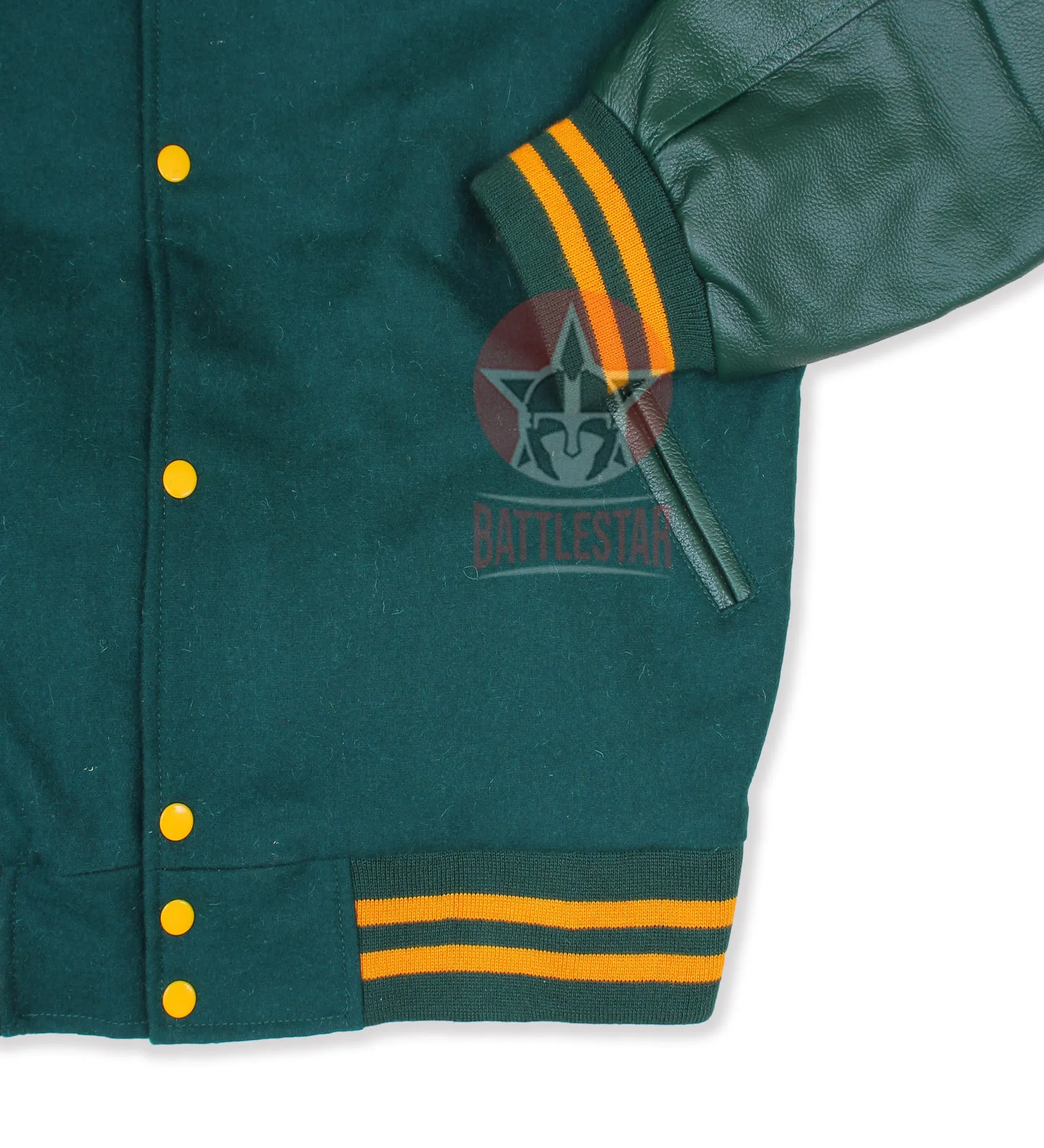 Forest Green Wool Leather Varsity Jacket