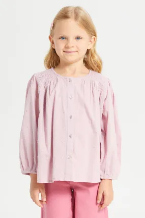 Girls Lilac Embroidered Blouse