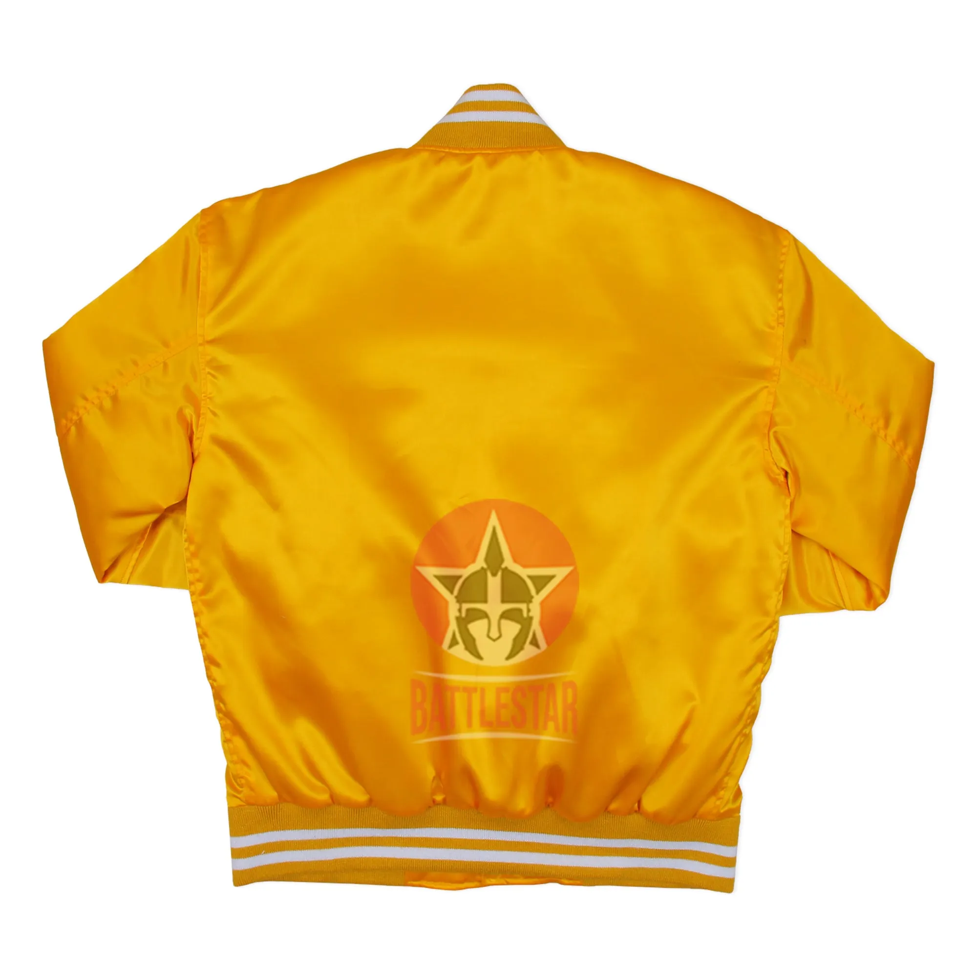 Gold Satin Varsity Baseball Jacket Golden white Rib