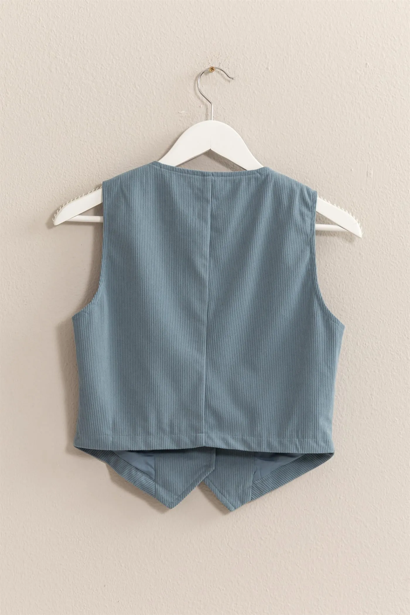 HF24F290-V-NECK BUTTONED CORDUROY VEST