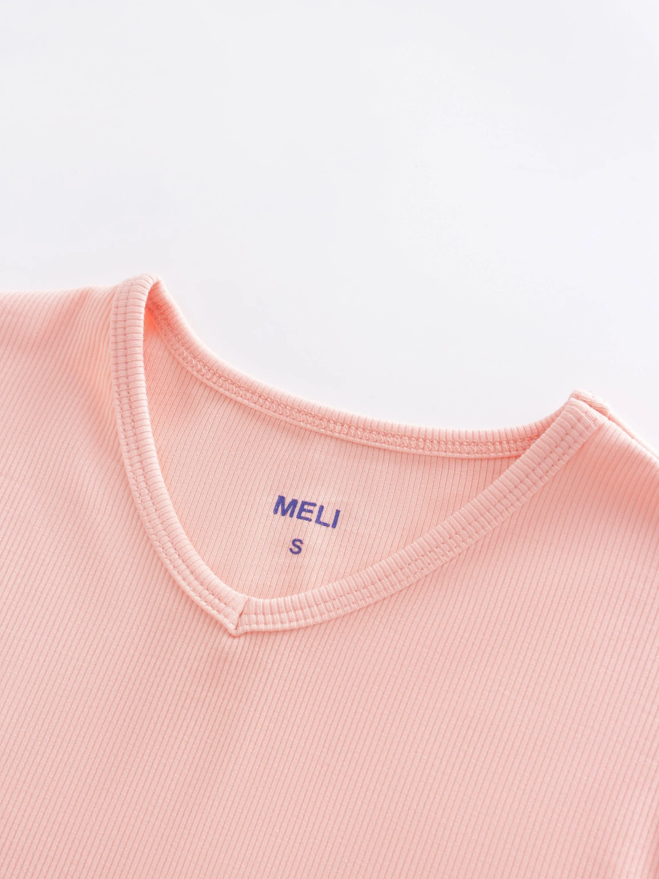 HIGH V RIBBED TEE - 3Q - PEACH