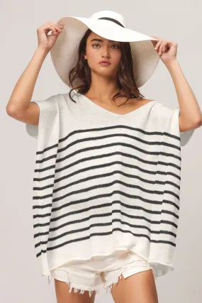 Isabelle V Neck Striped Short Sleeve Top