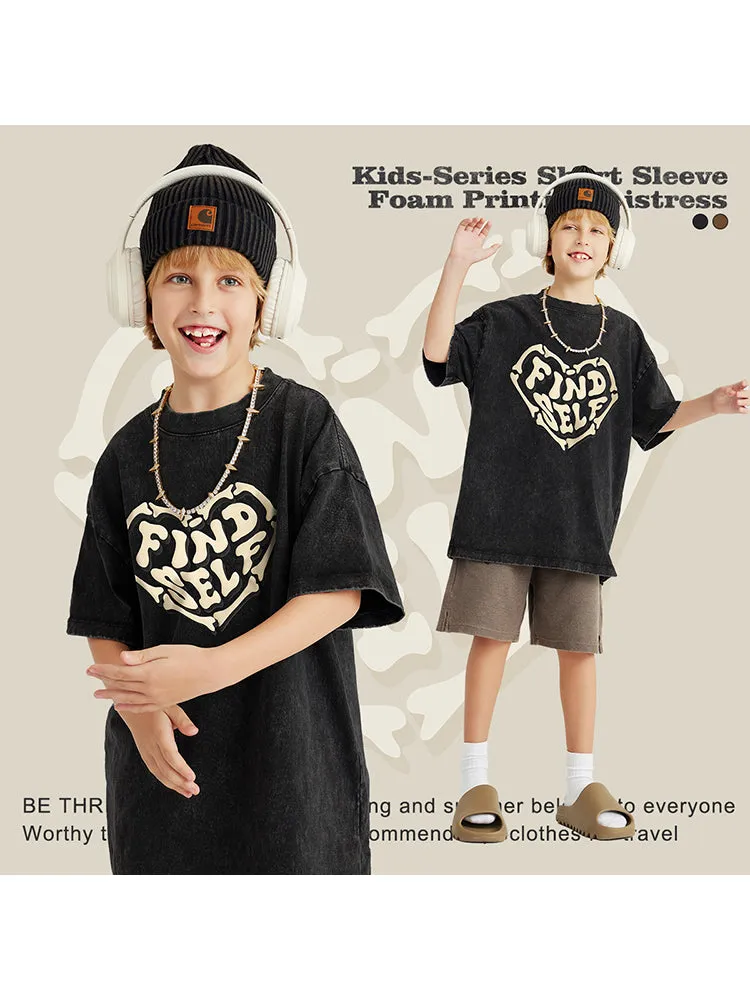 Kids' Washed Foam Printed Cotton Tees