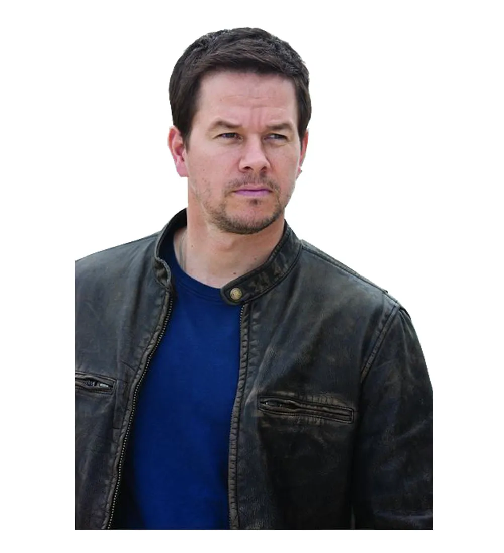 Leather Jackets Hub Men's Contraband Mark Wahlbergs Movie Cowhide Leather Jacket (Black-Rubboff, Racer Jacket) - 1501797