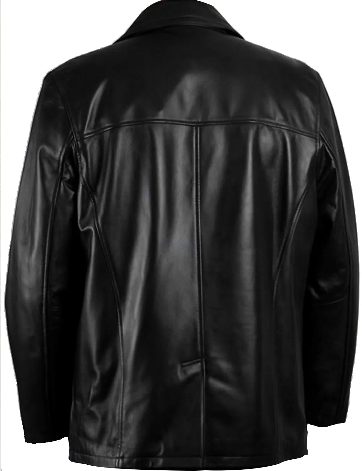 Leather Jackets Hub Mens Genuine Cowhide Leather Coat (Black, Classic Coat) - 1502832