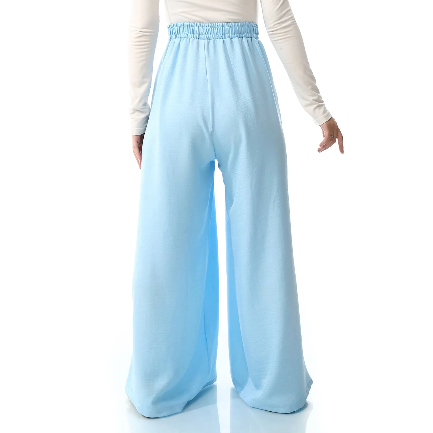 Linen Wide Leg Pants - SS24MSCAPNTS2033-SKY BLUE