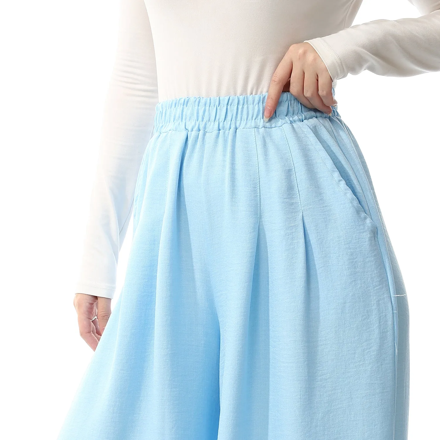 Linen Wide Leg Pants - SS24MSCAPNTS2033-SKY BLUE