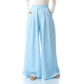 Linen Wide Leg Pants - SS24MSCAPNTS2033-SKY BLUE