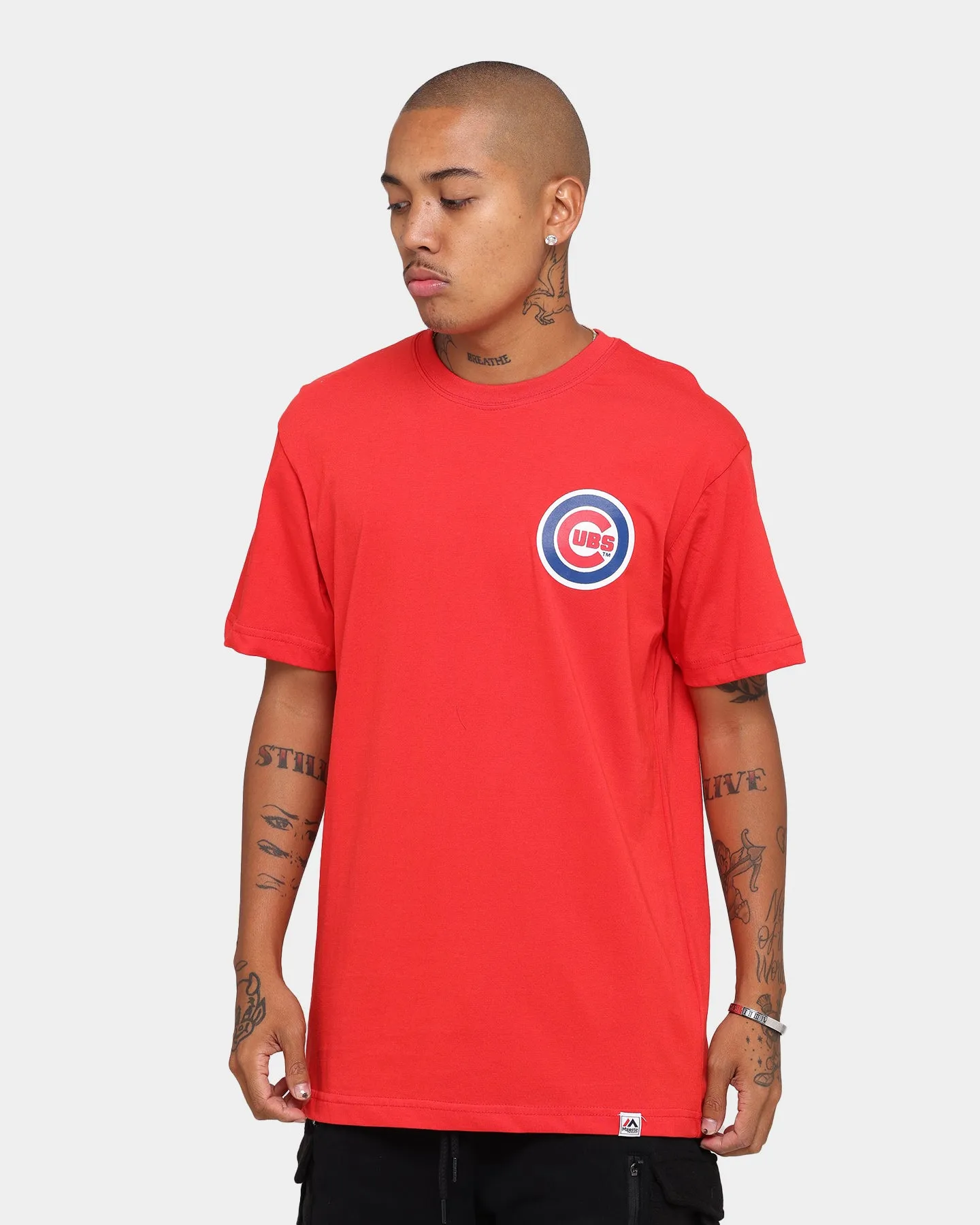 Majestic Athletic Chicago Cubs Jeaner Short Sleeve T-Shirt Red