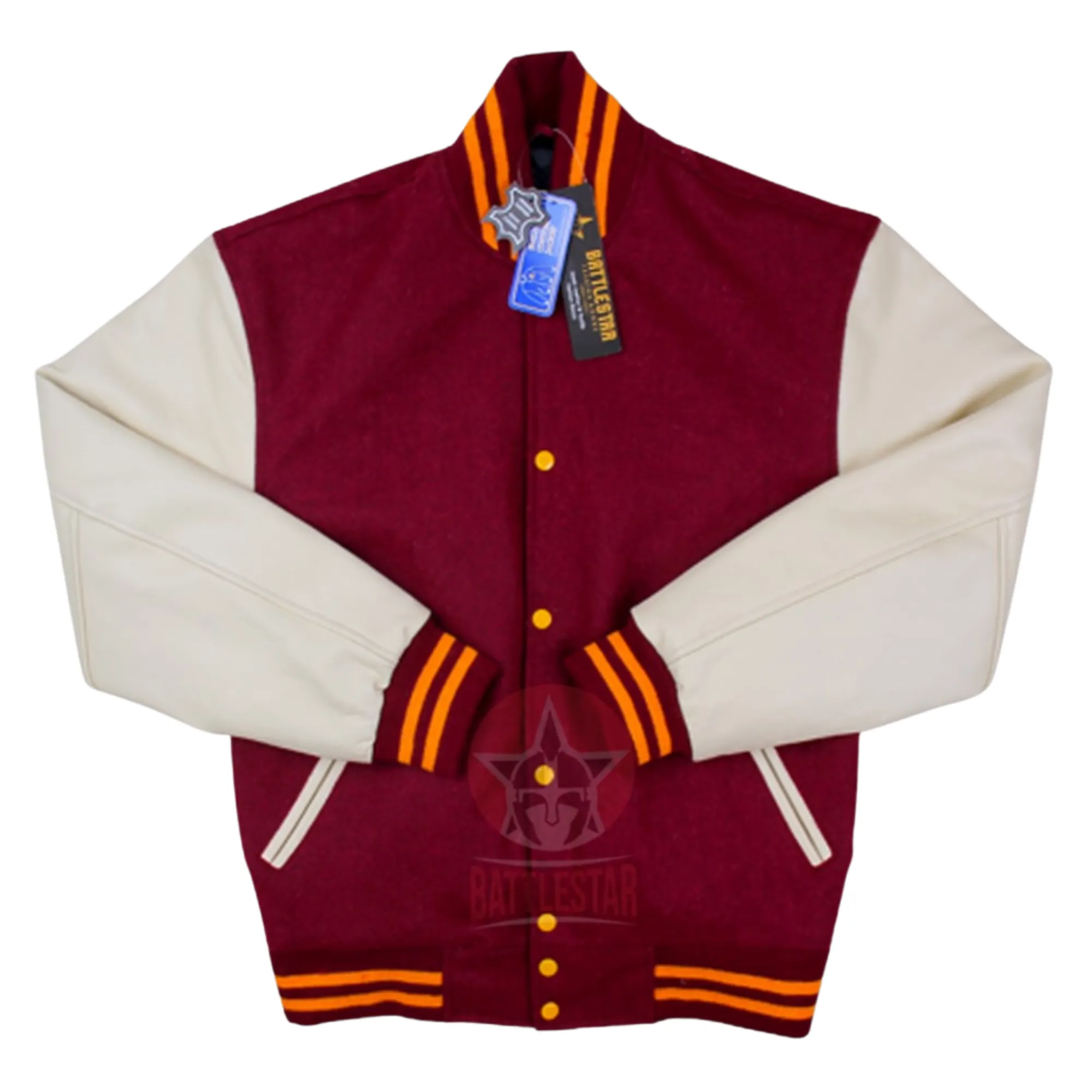 Maroon Wool Cream Leather Sleeves Varsity Jacket