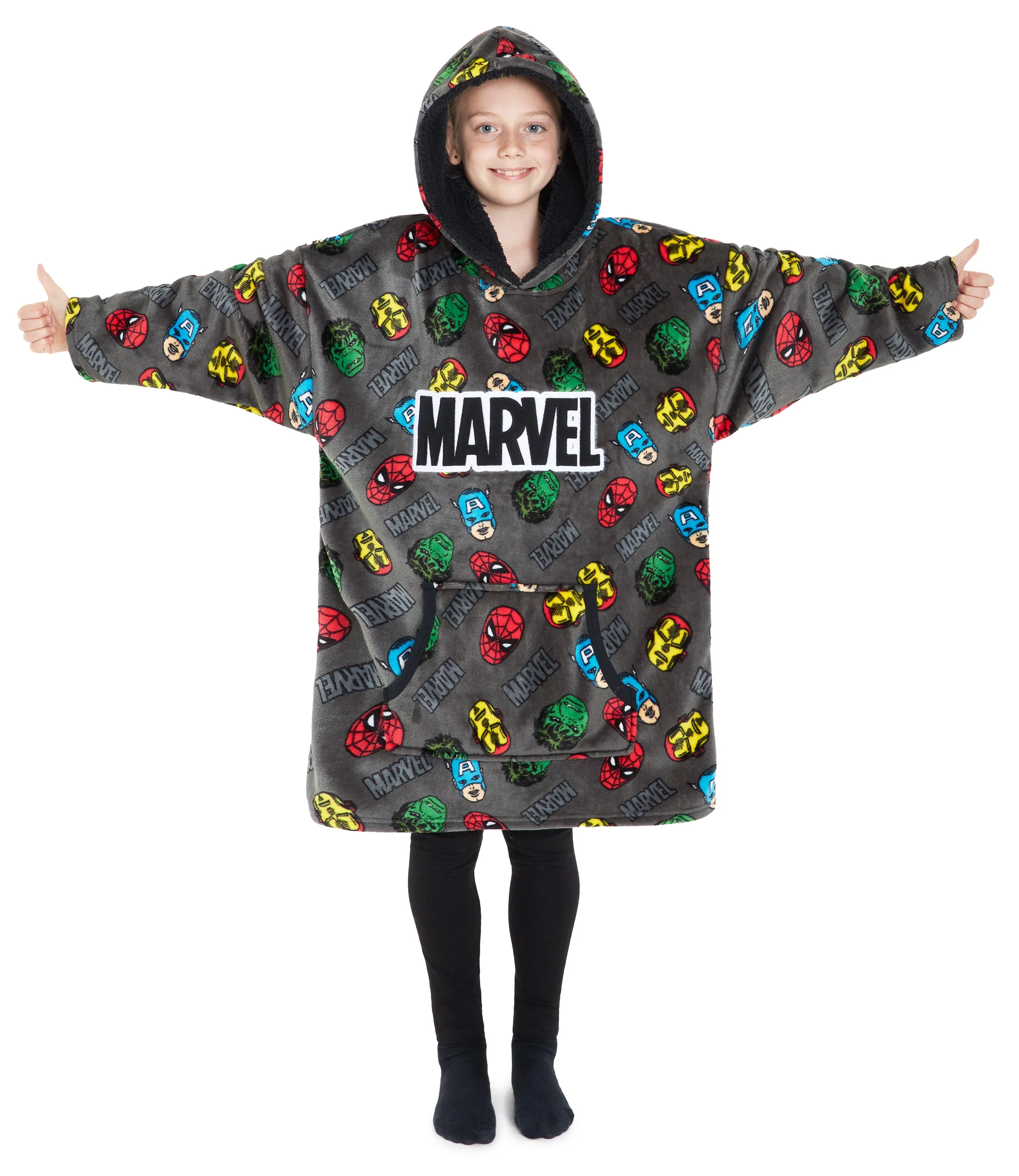 Marvel Hoodies for Boys, Fleece Oversized Blanket Hoodie Avengers