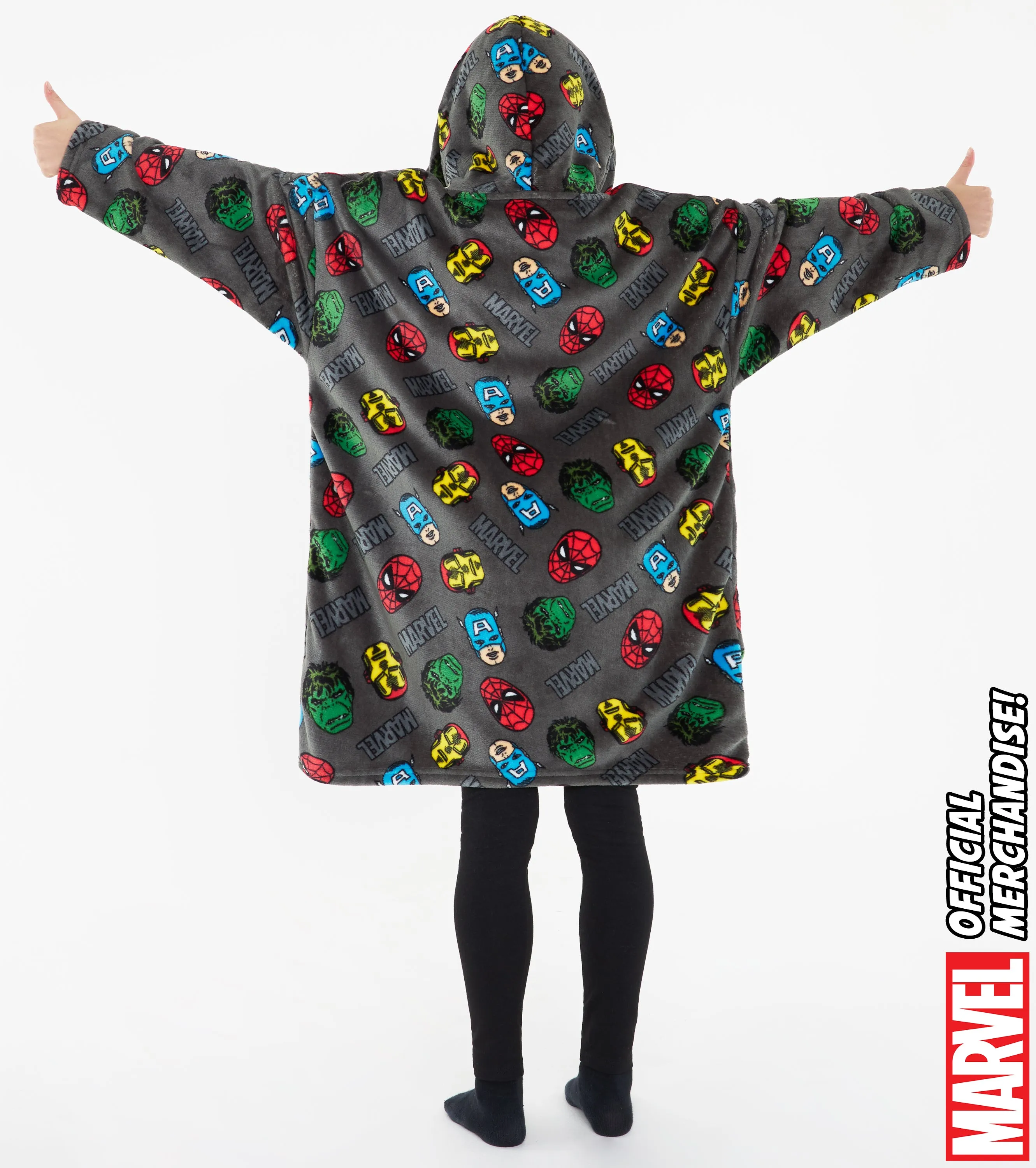 Marvel Hoodies for Boys, Fleece Oversized Blanket Hoodie Avengers