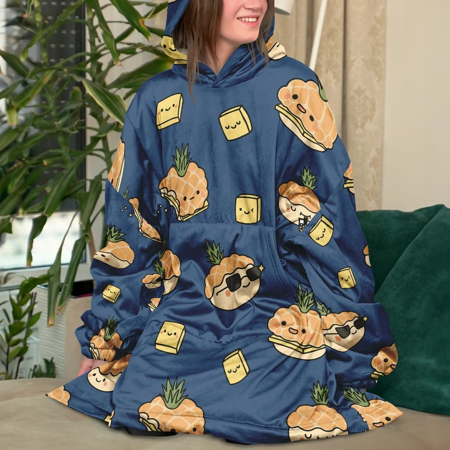 Pineapple Bun Snug Blanket Hoodie